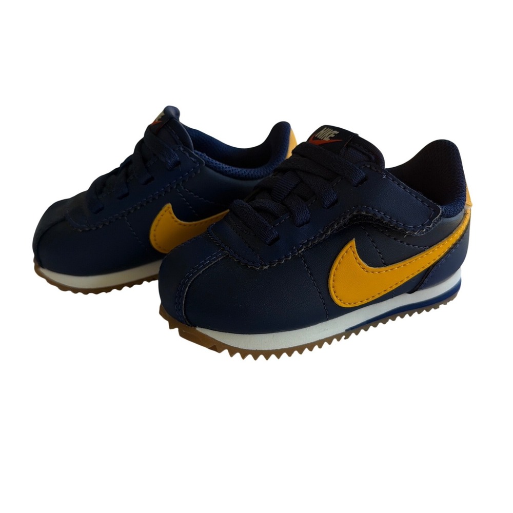 Nike Cortez Basic SL Toddler 5C Navy Gold Excellent Hook Loop DM0952-401
